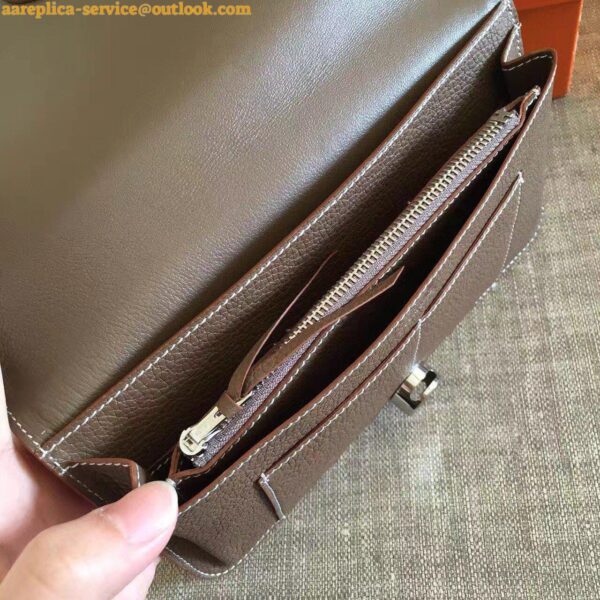 Replica Hermes Dogon Duo Wallet in Taupe Clemence Leather 7