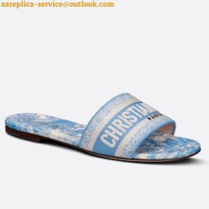 Replica Dior Dway Slides In Light Blue Toile de Jouy Embroidered Cotton