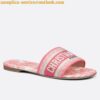 Replica Dior Dway Slides In Ocean Blue D-Stripes Embroidered Cotton