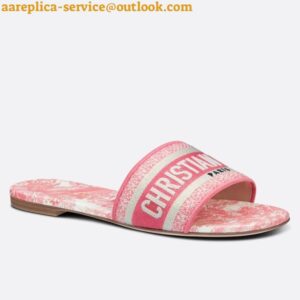 Replica Dior Dway Slides In Peony Pink Toile de Jouy Embroidered Cotton 2