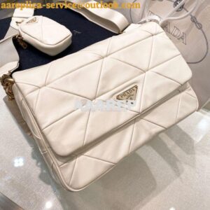 Replica Prada Medium System Nappa Leather Patchwork Bag 1BD291 White