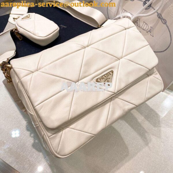 Replica Prada Medium System Nappa Leather Patchwork Bag 1BD291 White 3