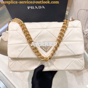 Replica Prada Medium System Nappa Leather Patchwork Bag 1BD291 White 2