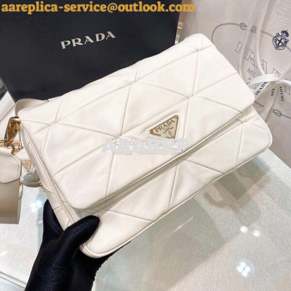 Replica Prada Medium System Nappa Leather Patchwork Bag 1BD291 White 7