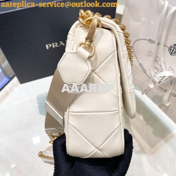 Replica Prada Medium System Nappa Leather Patchwork Bag 1BD291 White 10