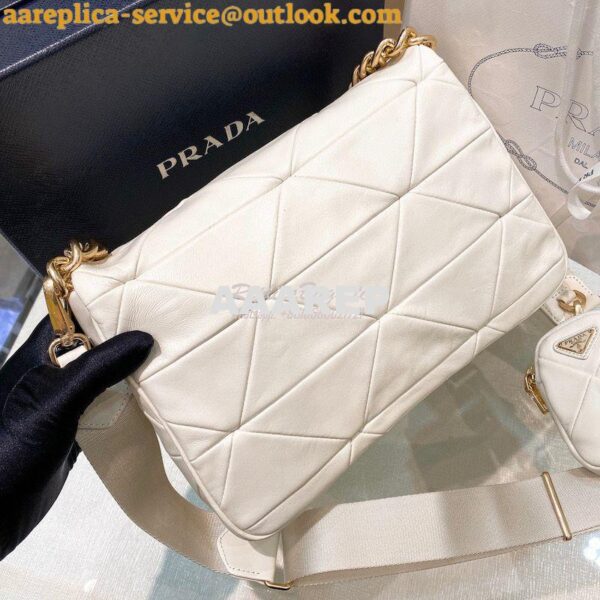 Replica Prada Medium System Nappa Leather Patchwork Bag 1BD291 White 11