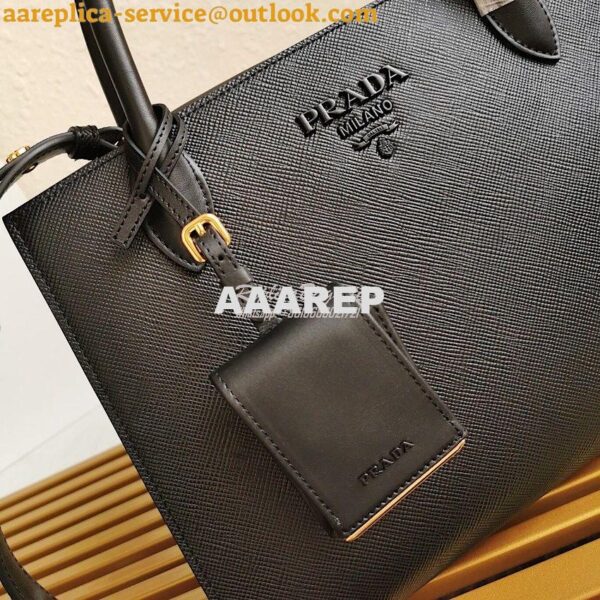 Replica Prada Monochrome black Saffiano Leather Bag 6