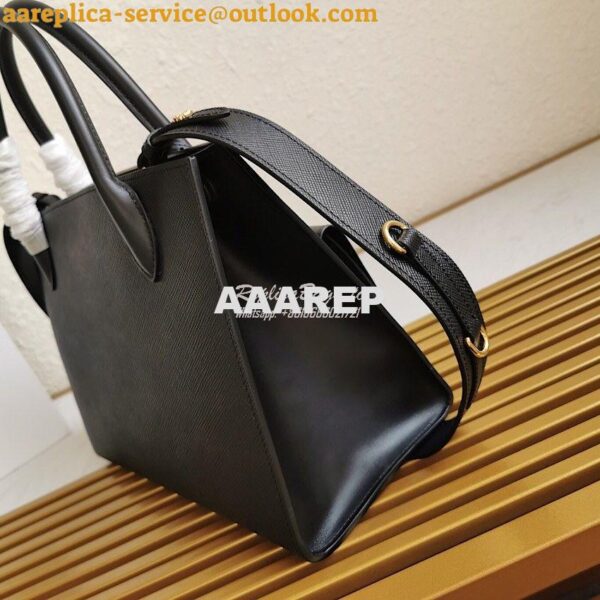 Replica Prada Monochrome black Saffiano Leather Bag 7