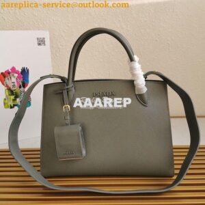 Replica Prada Monochrome Grey Saffiano Leather Bag