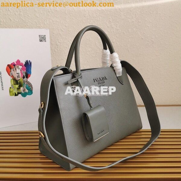 Replica Prada Monochrome Grey Saffiano Leather Bag 4