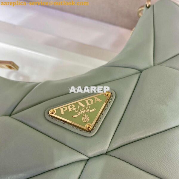 Replica Prada 1BC151 Prada Padded Calfskin Shoulder Bag in Green 4