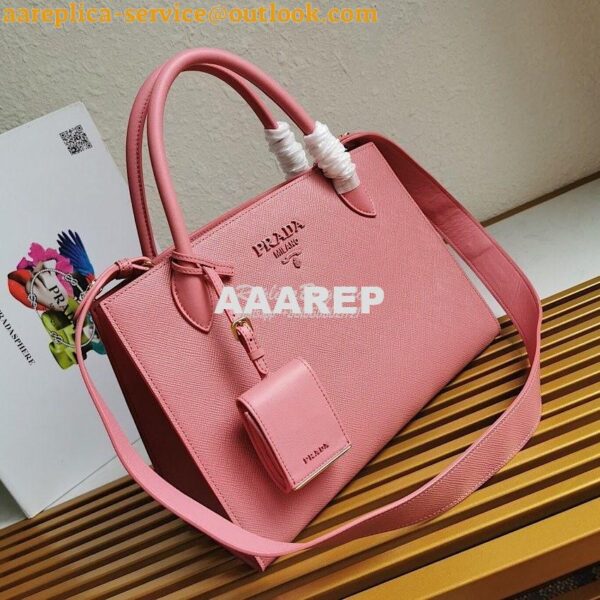 Replica Prada Monochrome Ligh pink Saffiano Leather Bag 4