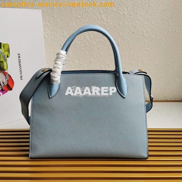 Replica Prada Monochrome Light Blue Saffiano Leather Bag 11