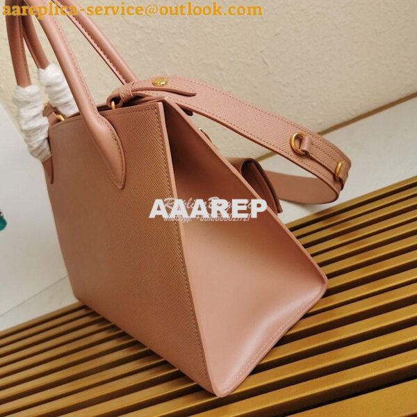 Replica Prada Monochrome powder pink Saffiano Leather Bag 7