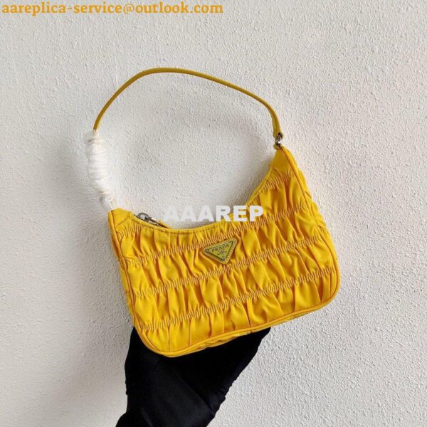 Replica Prada 1NE204 Prada Nylon and Saffiano Leather Mini Bag in Yellow 9