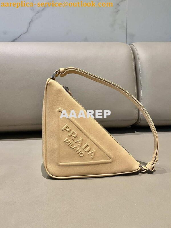 Replica Prada 1NQ043 Triangle leather pouch Apricot 3