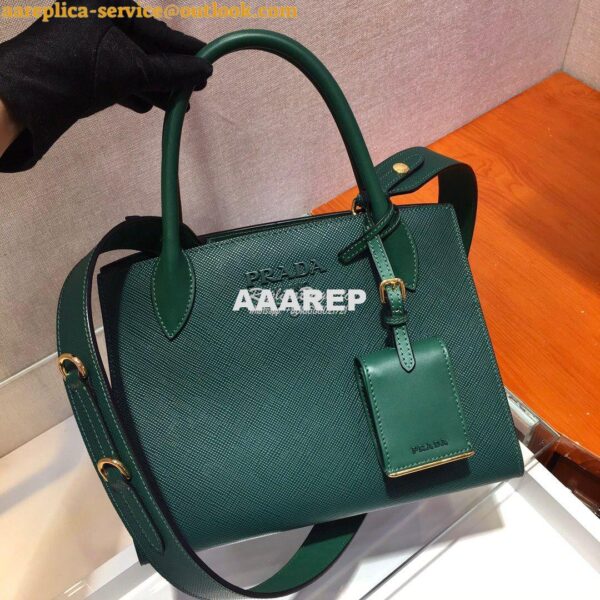 Replica Prada Monochrome Saffiano leather bag 1ba156 Green 4