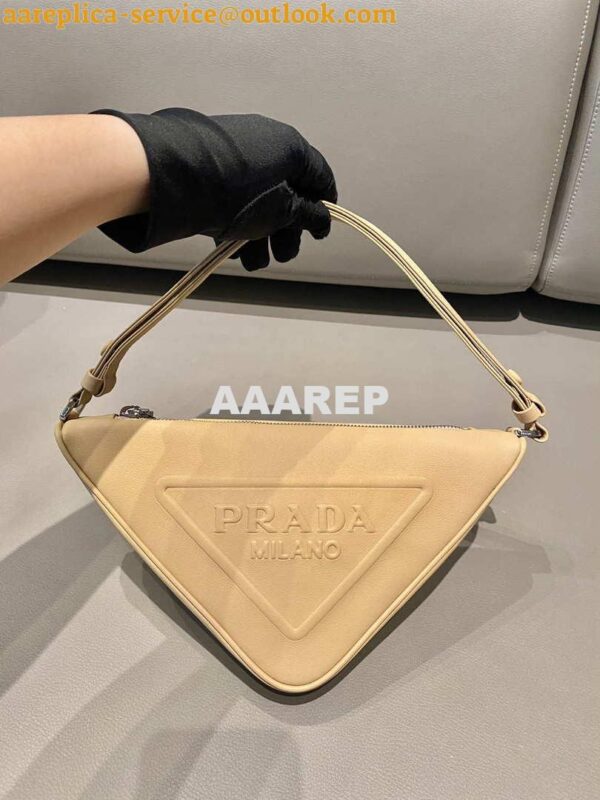 Replica Prada 1NQ043 Triangle leather pouch Apricot 4