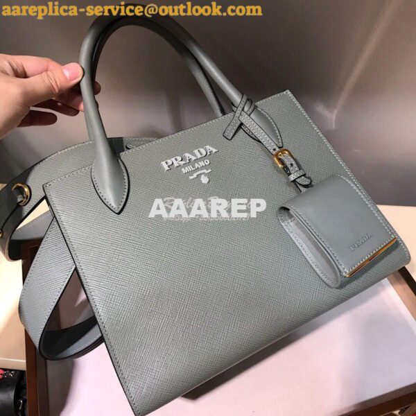 Replica Prada Monochrome Saffiano leather bag 1ba156 Grey 5