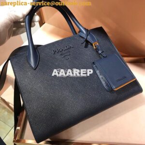 Replica Prada Monochrome Saffiano leather bag 1ba156 Navy 2