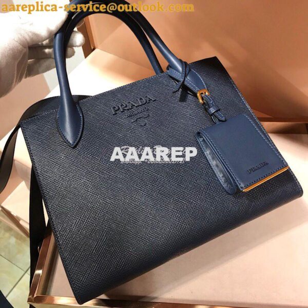 Replica Prada Monochrome Saffiano leather bag 1ba156 Navy 4