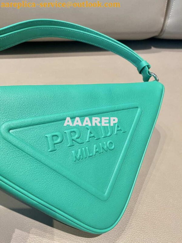 Replica Prada 1NQ043 Triangle leather pouch Lake Blue 3