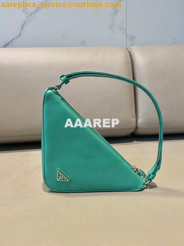 Replica Prada 1NQ043 Triangle leather pouch Lake Blue 4