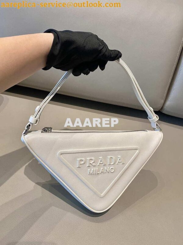 Replica Prada 1NQ043 Triangle leather pouch White 4