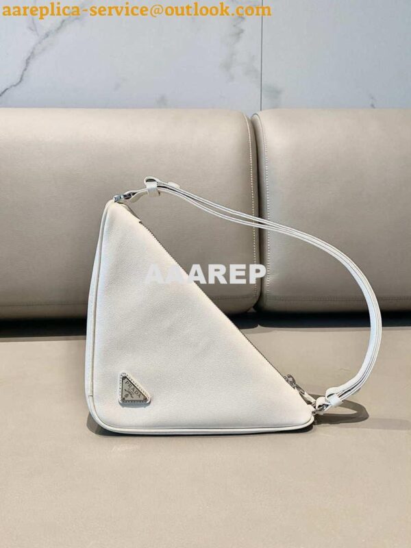 Replica Prada 1NQ043 Triangle leather pouch White 7