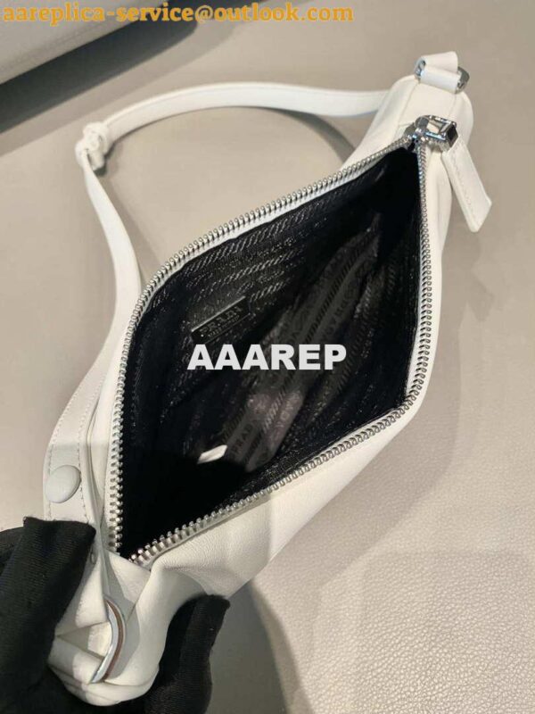 Replica Prada 1NQ043 Triangle leather pouch White 9