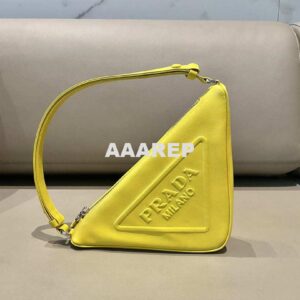 Replica Prada 1NQ043 Triangle leather pouch Yellow