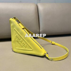 Replica Prada 1NQ043 Triangle leather pouch Yellow 2