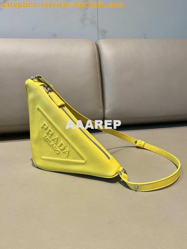 Replica Prada 1NQ043 Triangle leather pouch Yellow 2