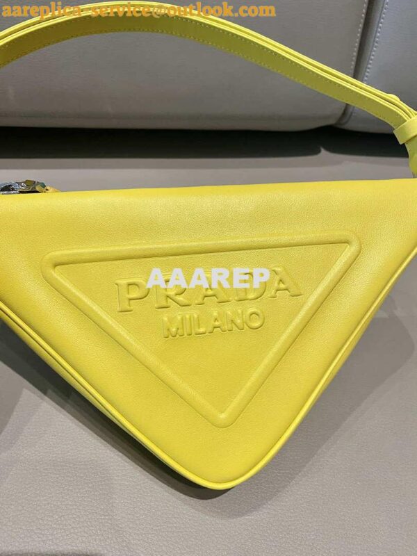 Replica Prada 1NQ043 Triangle leather pouch Yellow 4