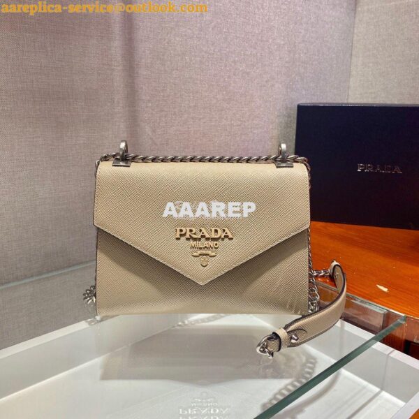 Replica Prada Monochrome Saffiano leather bag 1BD127 Beige 3