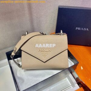 Replica Prada Monochrome Saffiano leather bag 1BD127 Beige 2