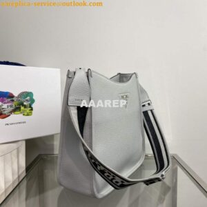 Replica Prada Leather hobo bag 1BC073 Gray 2