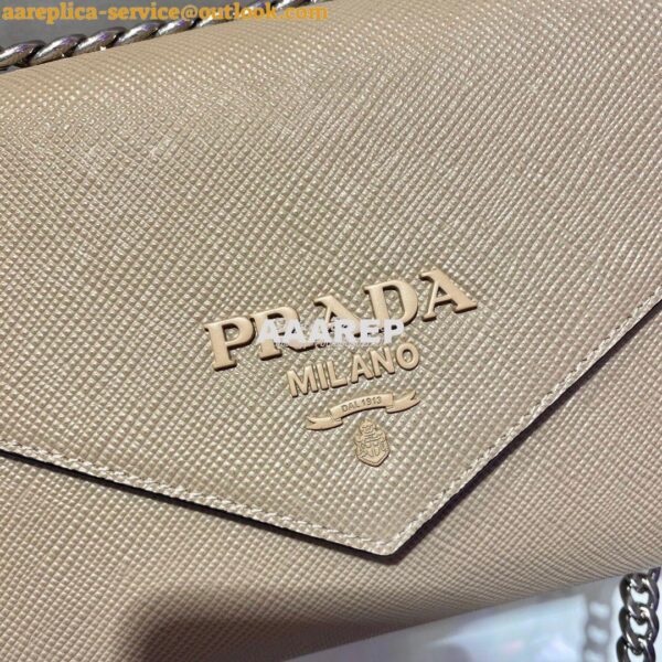 Replica Prada Monochrome Saffiano leather bag 1BD127 Beige 6