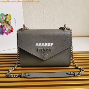 Replica Prada Monochrome Saffiano leather bag 1BD127 Grey