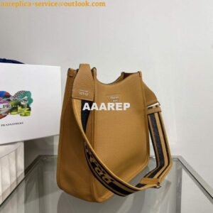 Replica Prada Leather hobo bag 1BC073 Tan 2