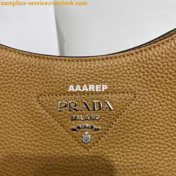 Replica Prada Leather hobo bag 1BC073 Tan 5