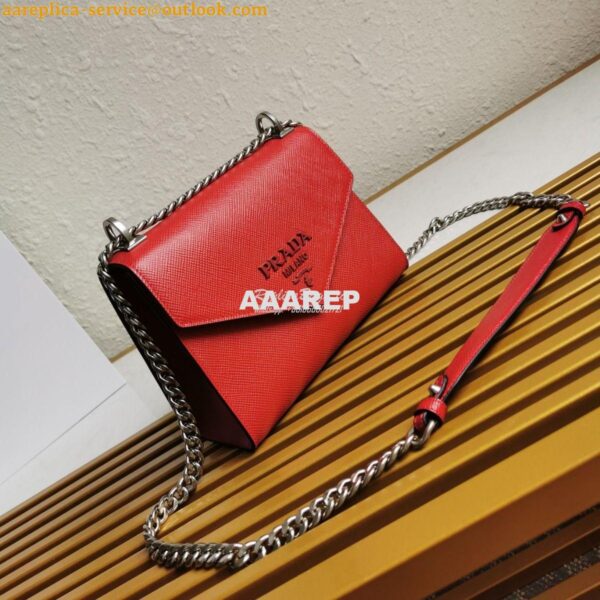 Replica Prada Monochrome Saffiano leather bag 1BD127 Red 4