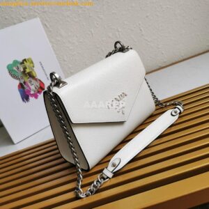 Replica Prada Monochrome Saffiano leather bag 1BD127 White 2