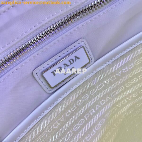 Replica Prada Signaux Nylon and Leather Hobo Bag 1BC160 White 8