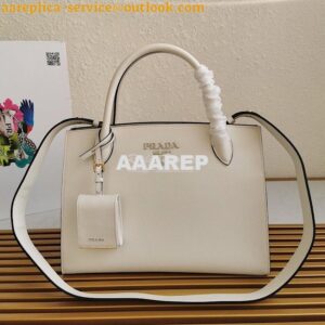 Replica Prada Monochrome White Saffiano Leather Bag