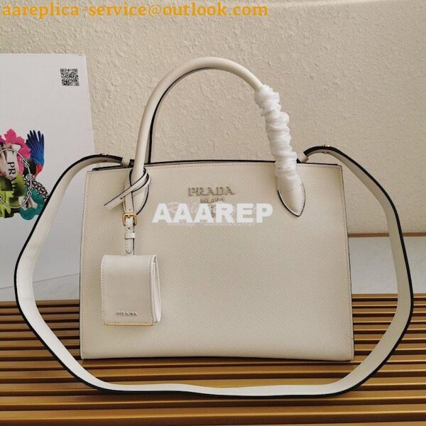 Replica Prada Monochrome White Saffiano Leather Bag 3