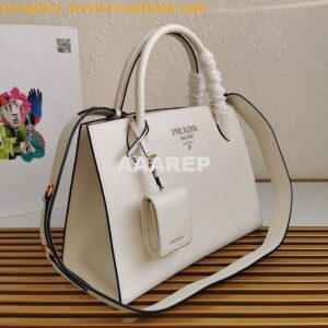 Replica Prada Monochrome White Saffiano Leather Bag 2