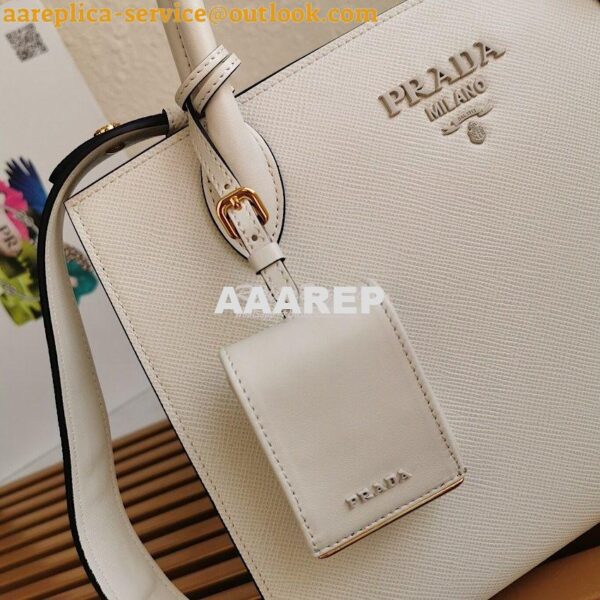 Replica Prada Monochrome White Saffiano Leather Bag 6