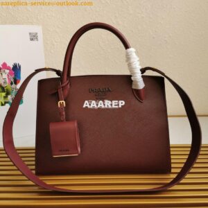 Replica Prada Monochrome Wine Saffiano Leather Bag