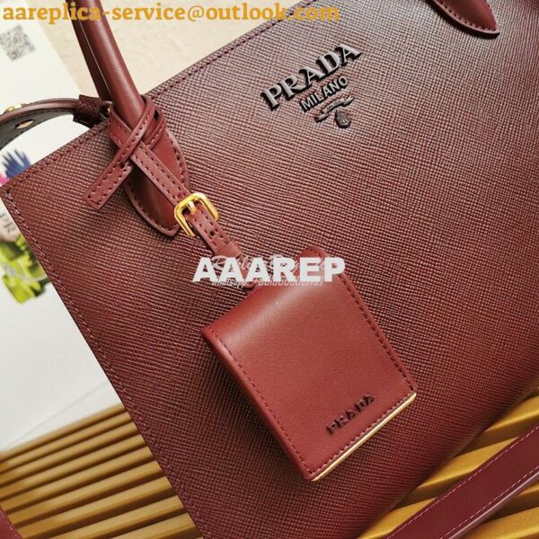 Replica Prada Monochrome Wine Saffiano Leather Bag 5